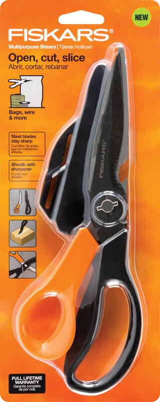 Fiskars 01-004250J All-Purpose 8 Gray Handle Bent Scissors