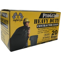 IPS 13-11109 Heavy-Duty Contractor Bag, 55 Gal Capacity, Black