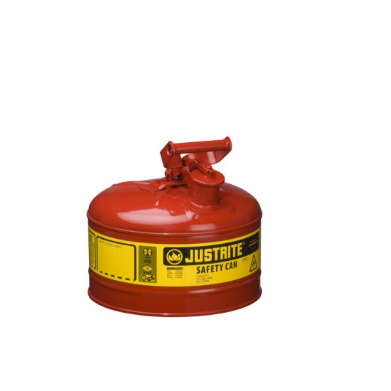 Justrite Type I Steel Safety Can For Flammables, 2.5 Gallon, S/s Flame ...