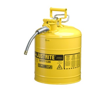 Justrite Type Ii Accuflow™ Steel Safety Can For Flammables, 5 Gal., S/s Flame Arrester, 5/8