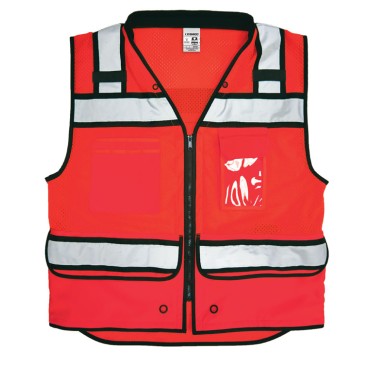 Kishigo S5004 High Performance Surveyors Vest [Fluorescent Red]