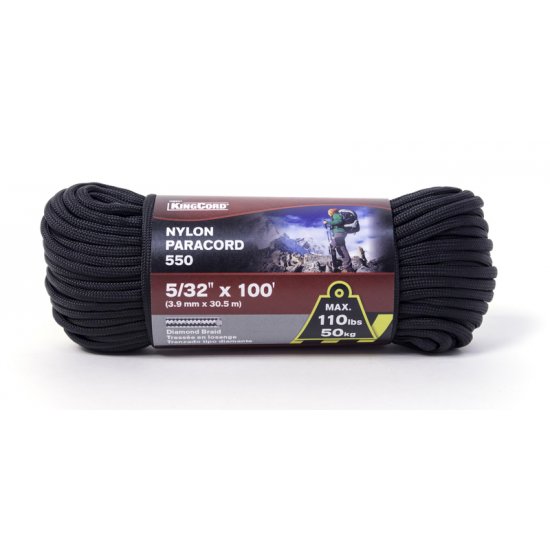 West Coast Paracord Marine 550 Paracord - Black 550 Paracord Type III 7  Strand Core (5 Foot)