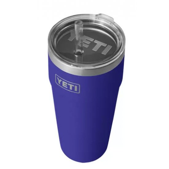 Yeti Reef Blue Rambler 26 oz Stackable Cup w/Straw Lid Brand New