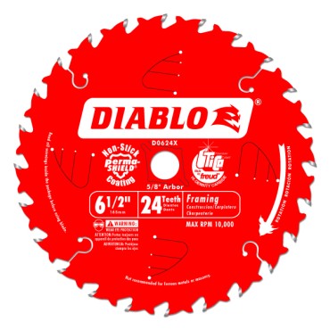 Diablo 6-1/2" x 24T x 5/8" Atb Framing Saw Blade 