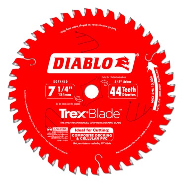 Diablo 7 1/4" X 44 Tooth X 5/8 Composite Decking Blade