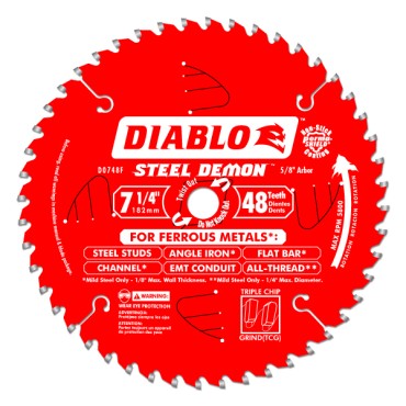 Diablo 7-1/4" x 48T x 5/8" Steel Demon Ferrous Metal Cutting Saw Blade 